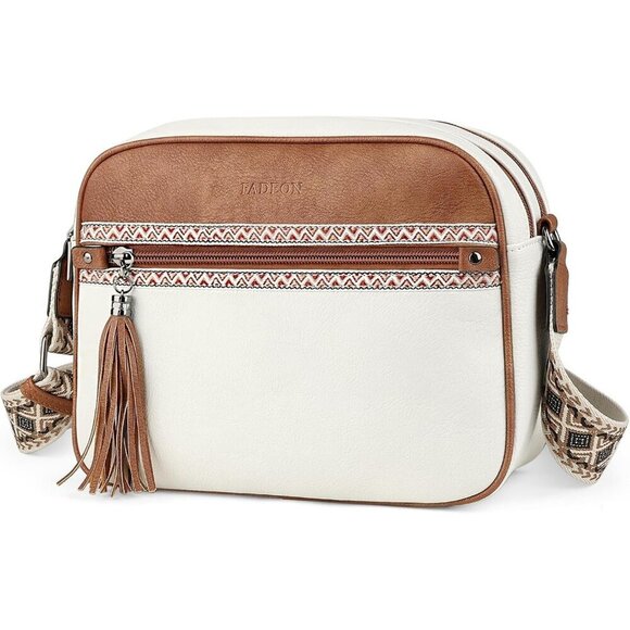 Handbags - Vegan Leather Crossbody Bag Women Multi-Pocket Medium Shoulder Purse Travel